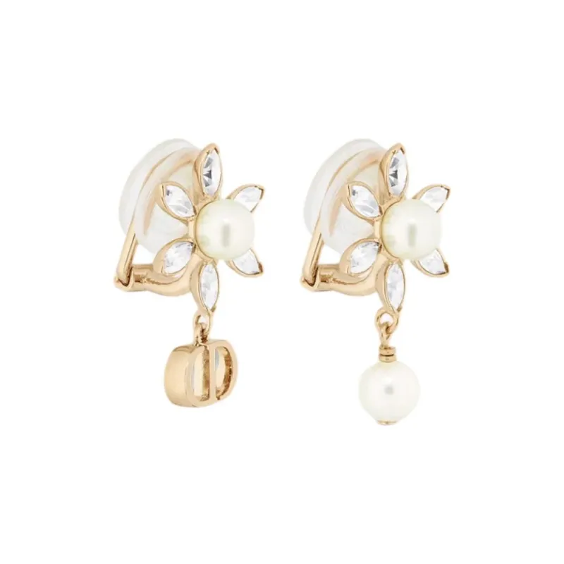 DIOR Metal Clip On Earrings Women's Gold-1