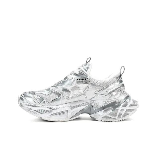 STARTER Anti Slip Wear Resistant Low Top Chunky Sneakers Unisex Silver-7