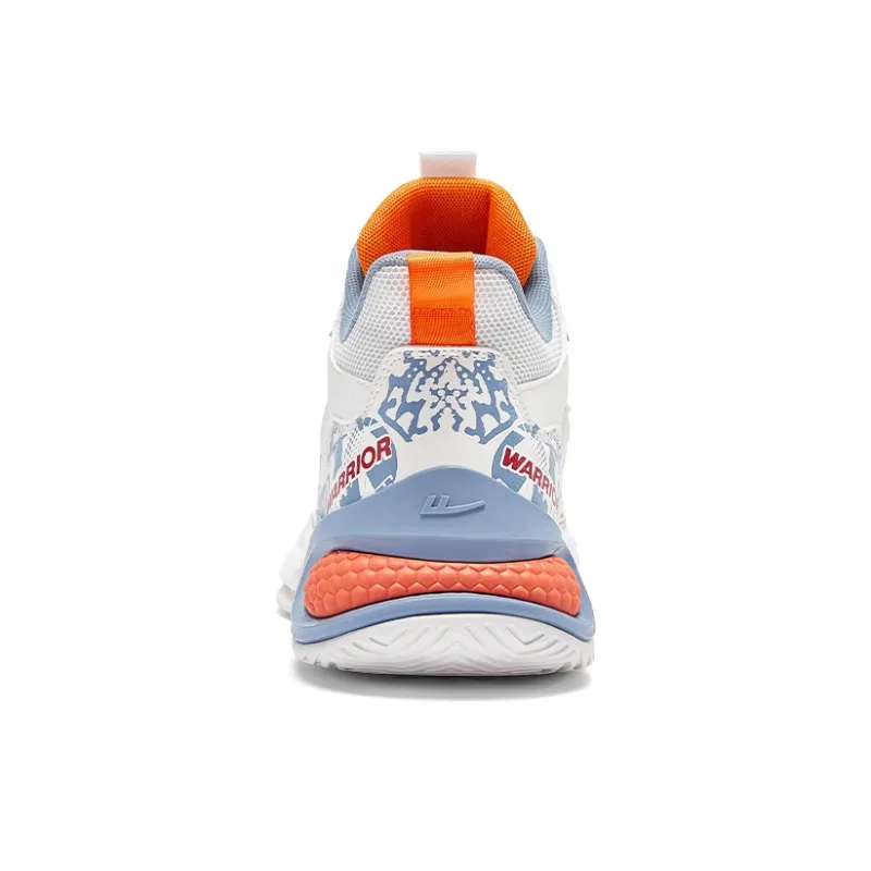 Warrior Mid Top Basketball Shoes Men's White Blue Gray-3