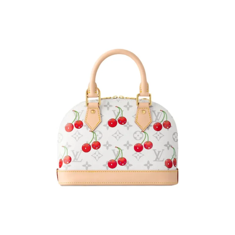 LOUIS VUITTON Takashi Murakami, Collaboration Alma BB Leather Dome Bag Handbag Trumpets Women's White & Beige-2
