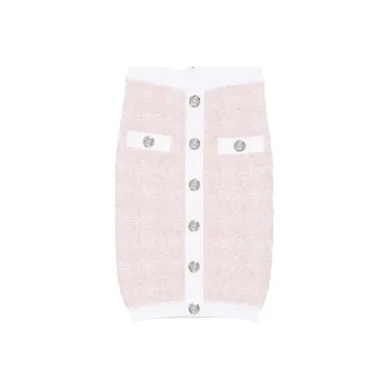 BALMAIN SS25 Casual Long Skirt Women's Pink