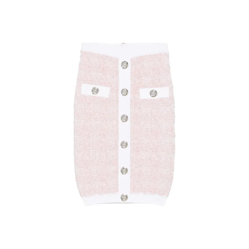 BALMAIN SS25 Casual Long Skirt Women's Pink-0