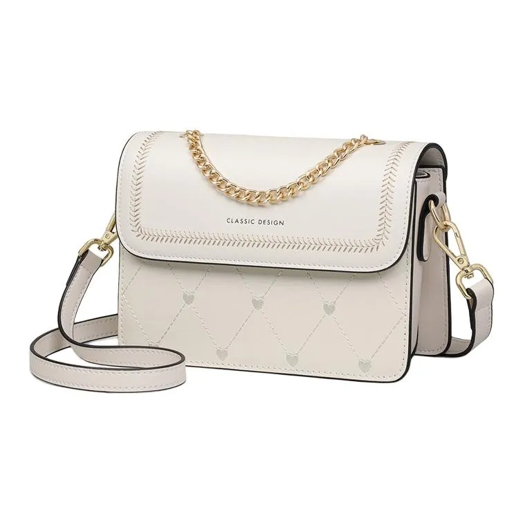 CNNCOO Cow Leather Small Square Shoulder Bag, Crossbody Bag Women's Ecru-2