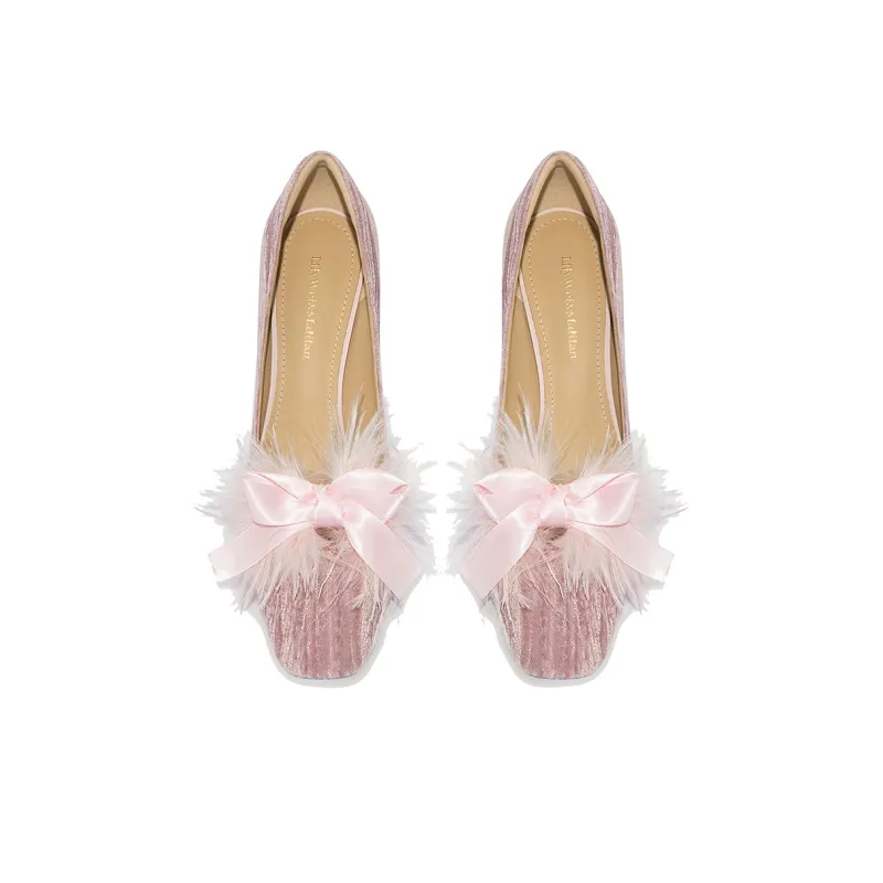 Lily Wei Holiday Princess Slim Heel High Heels Women's Pink-2