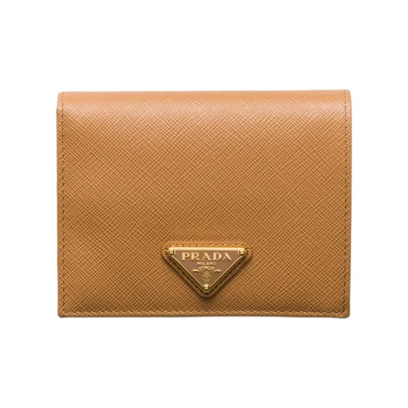 PRADA Calfskin Wallet Women's Camel-0
