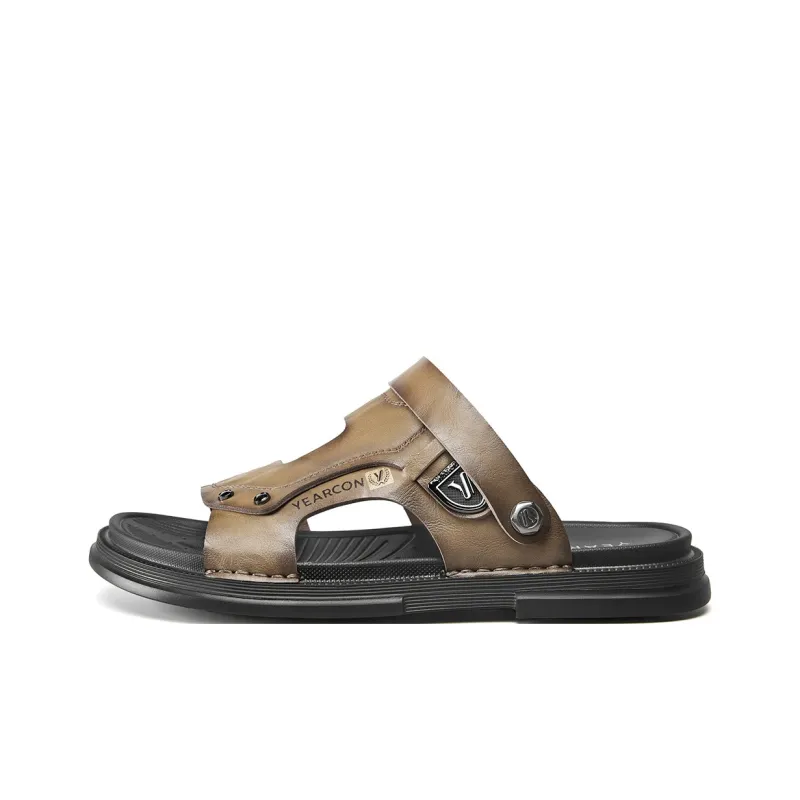 YEARCON Beach Sandals Men Khaki, Gray-0