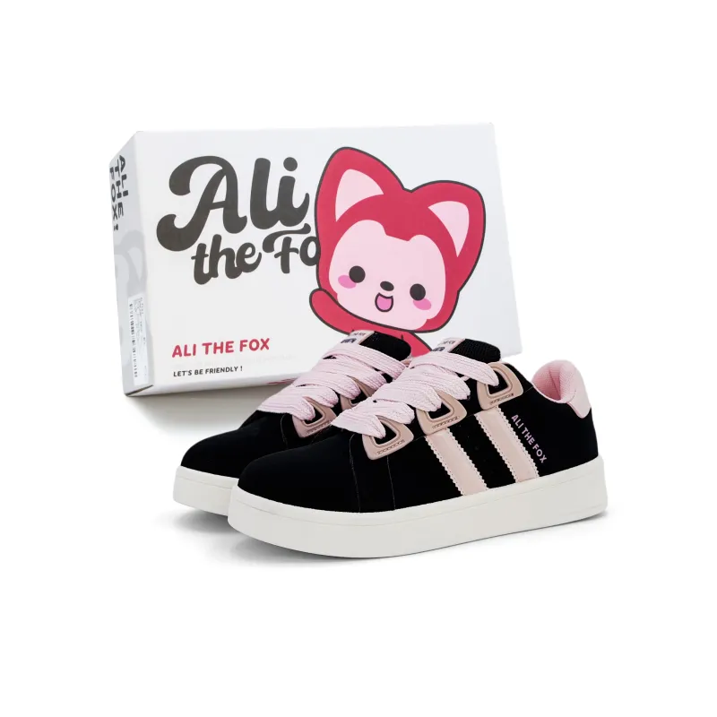 ALI THE FOX Skateboard Shoes Women's Low Top Black Pink/Black Green-0