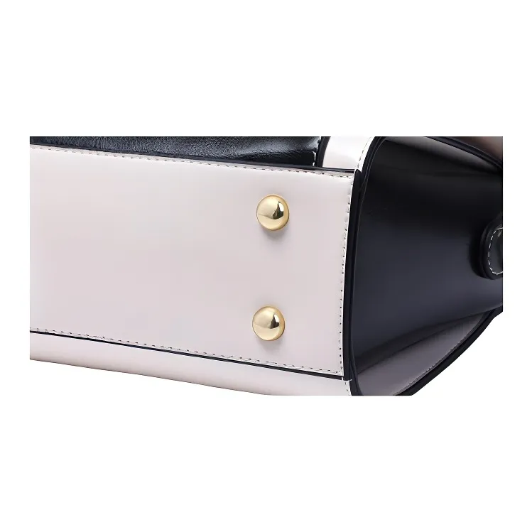 Bullrun Cow Leather Handbag Women's Black & White-4