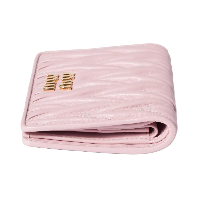 MIU MIU Matelassé Lambskin Wallet Trumpets Women's Pink-1