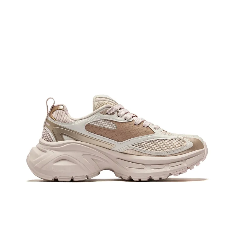 Erke Hongyu 2.0 Slip Resistant And Breathable Low Top Chunky Sneakers Women's Warm Linen Wild Gray-1