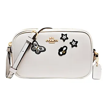 COACH Leather Patchwork Zip Closure Shoulder Bag, Crossbody Bag Trumpets Women's White