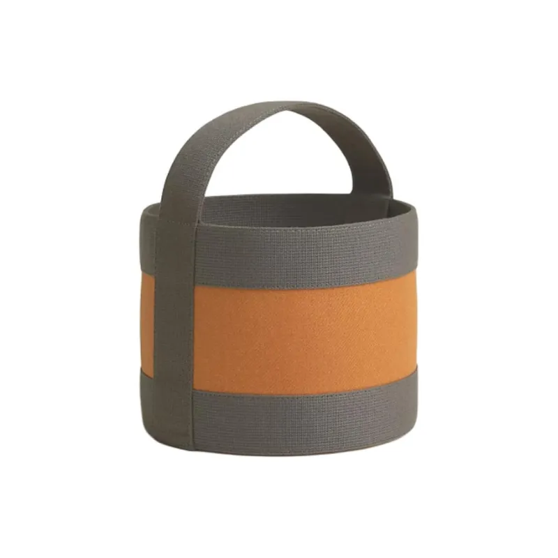 HERMES Sherwood Wool Bucket Bag Handbag Small Size Women's Dark Gray & Orange-1