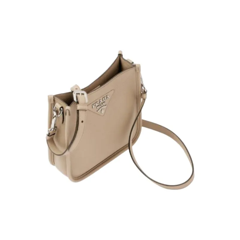 PRADA Leather Shoulder Bag Mini Unisex Sand-2