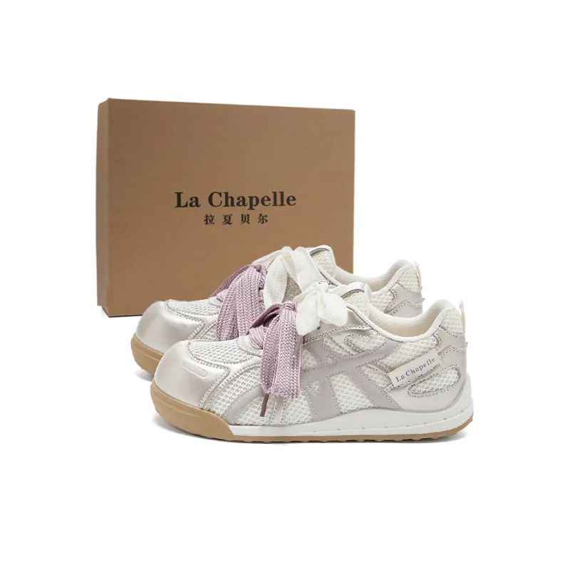 La Chapelle Abrasion Resistant Low Top Casual Shoes Women's Beige Purple-0