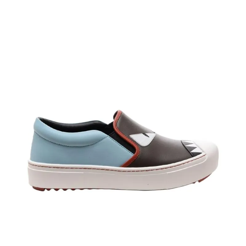 FENDI Monster Casual Single Shoes 3cm Women's Black Blue-1