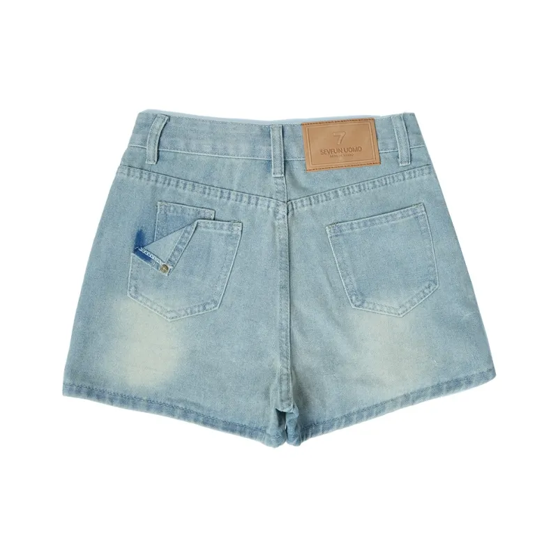 7 SEVFUN Denim Short Skirts Women's Light Blue-4