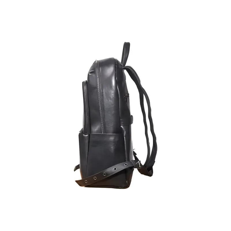 LARTIGENT Top Grain Cow Leather Backpack Men's Black-1
