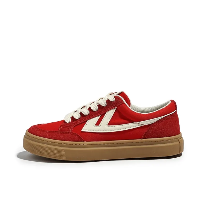 Warrior Low Top Skateboard Shoes Women's Red/Beige-1