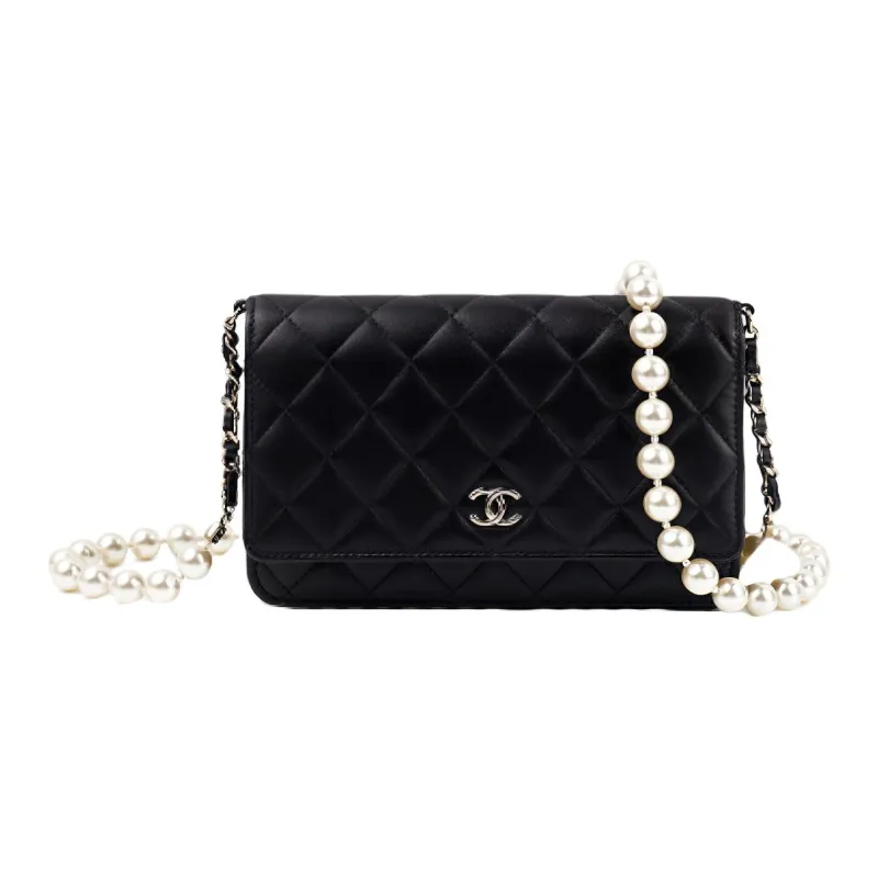 CHANEL WOC Sheepskin Wallet On Chain Shoulder Bag, Crossbody Bag Women's Black-0