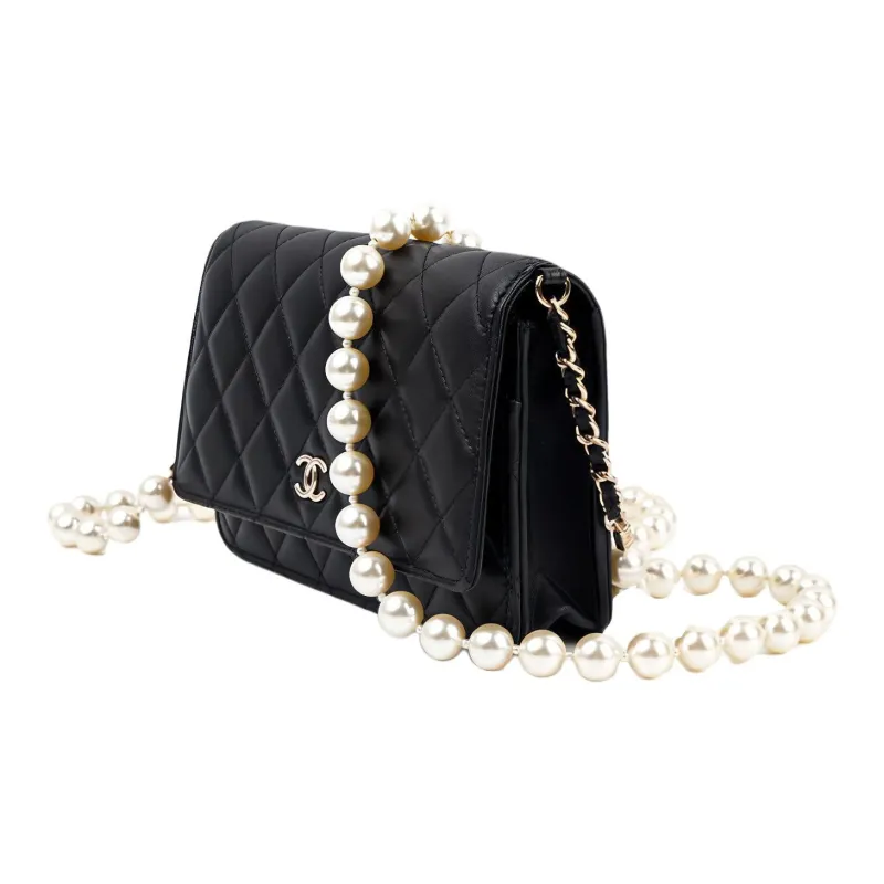 CHANEL WOC Sheepskin Wallet On Chain Shoulder Bag, Crossbody Bag Women's Black-1