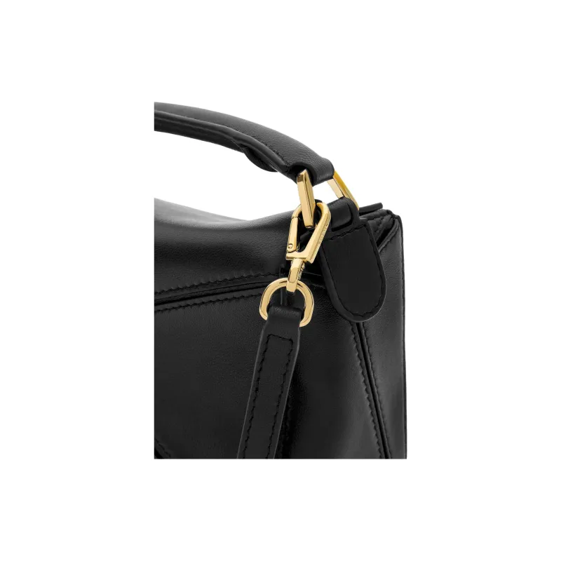 LOEWE Puzzle Sheepskin One Shoulder Handbag Mini Women's Black-9