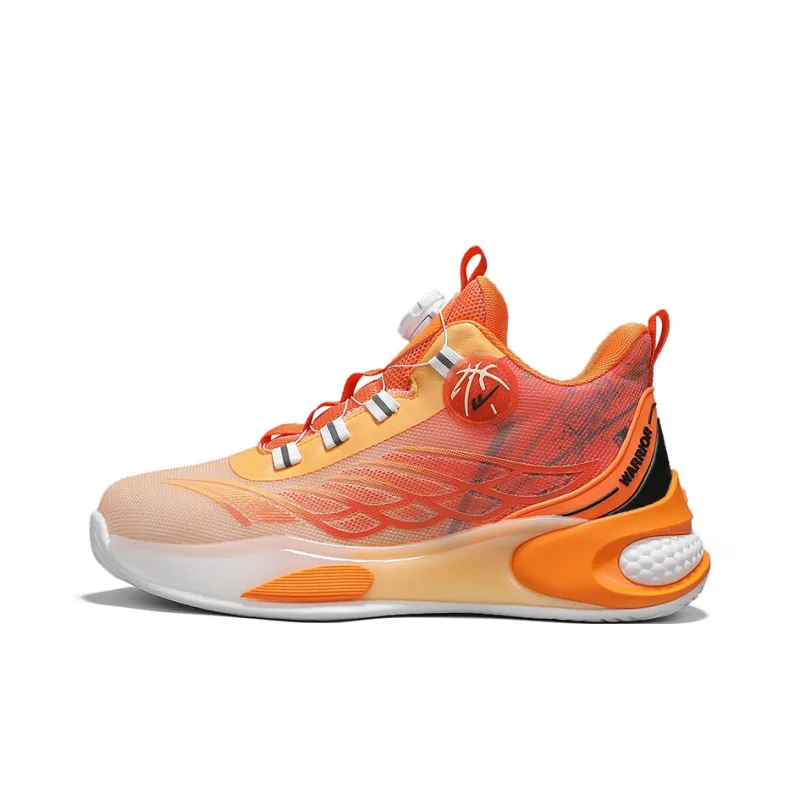 WARRIOR Basketball Shoes Men Low Top Orange, Black-0