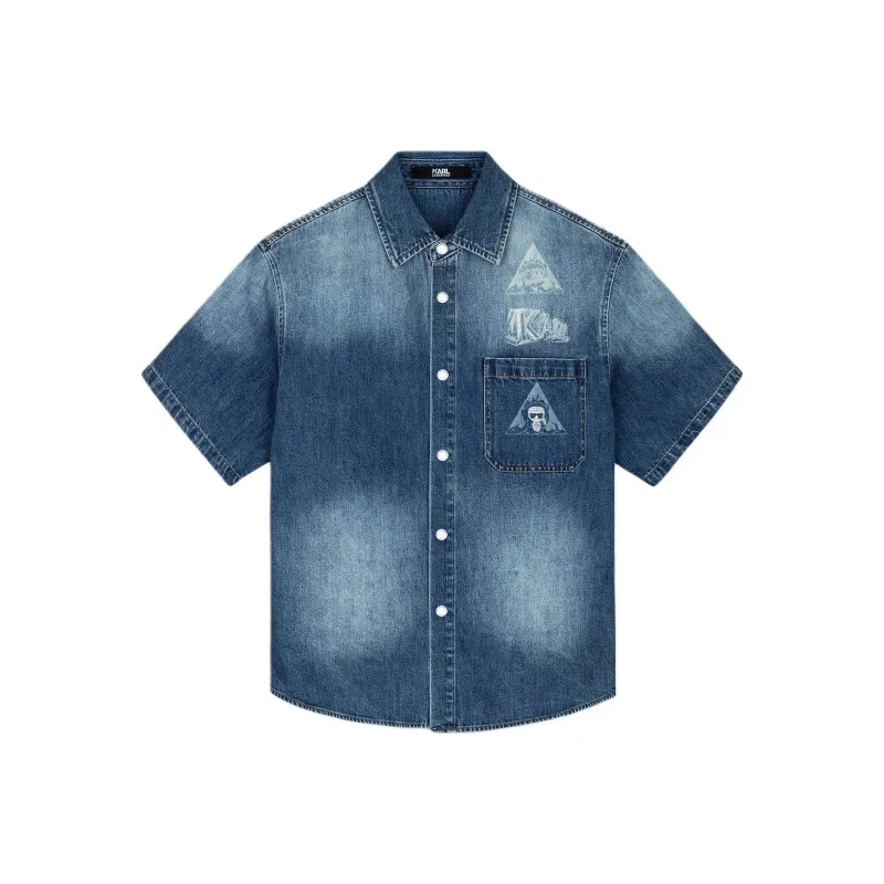 KARL LAGERFELD SS25 Shirt Men's Pink Blue-0