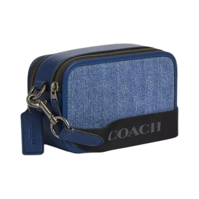 COACH Wyatt Denim Crossbody Bag, Shoulder Bag Trumpets Men's Blue & Dark Blue-1