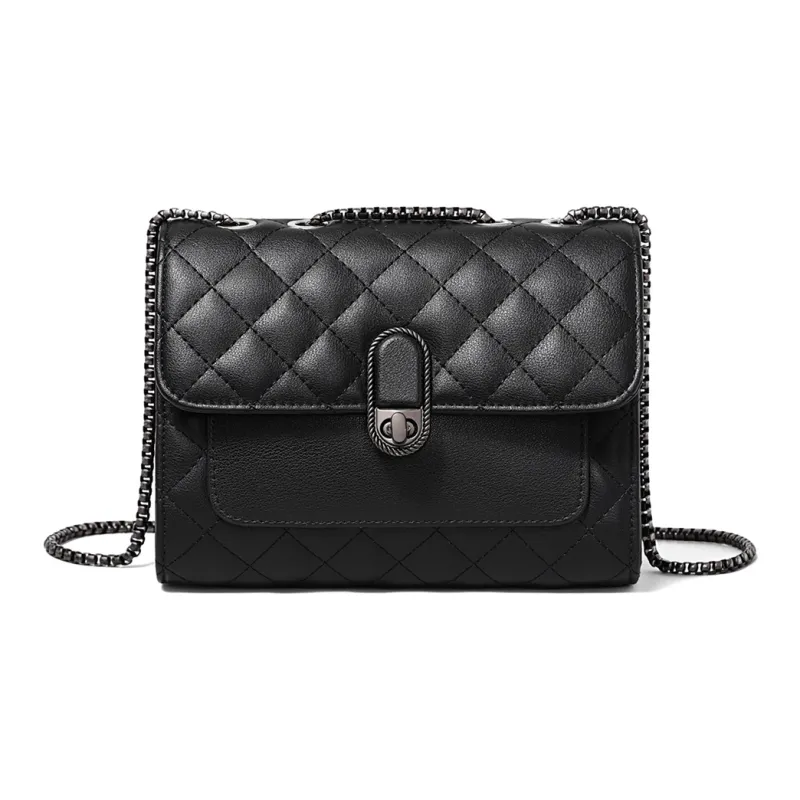 C°BANNER Cow Leather Chain Bag, Shoulder Bag, Crossbody Bag Small Size Women's Black-1