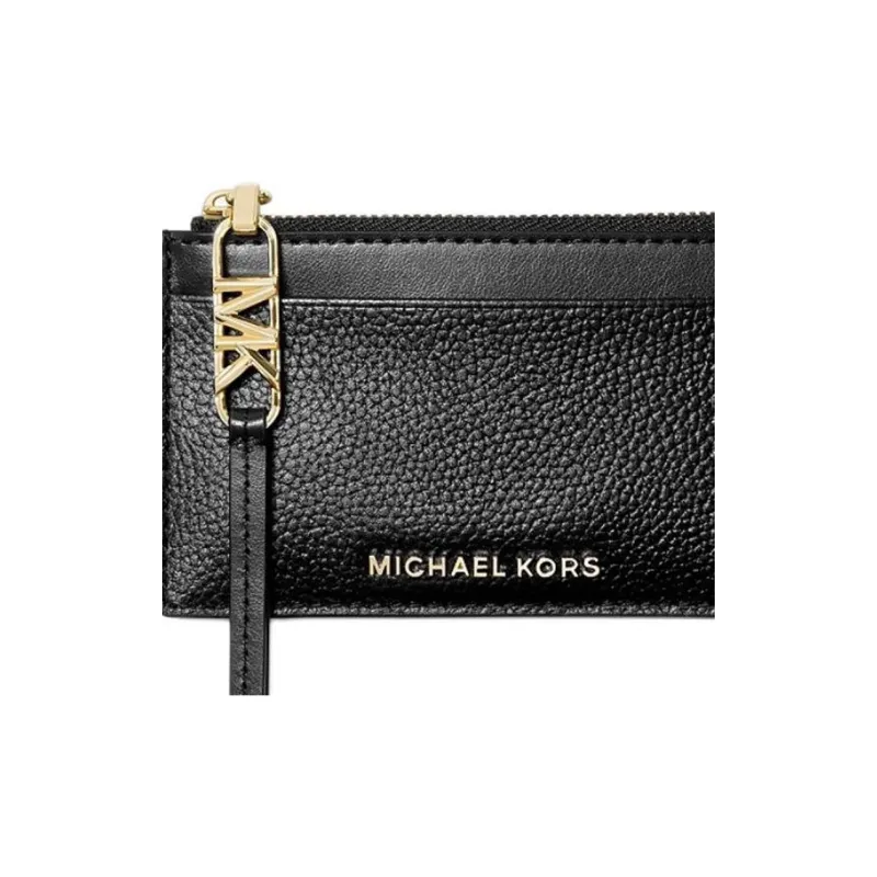 MICHAEL KORS Litchi Grain Leather Card Holder Small Size Women's Black-4