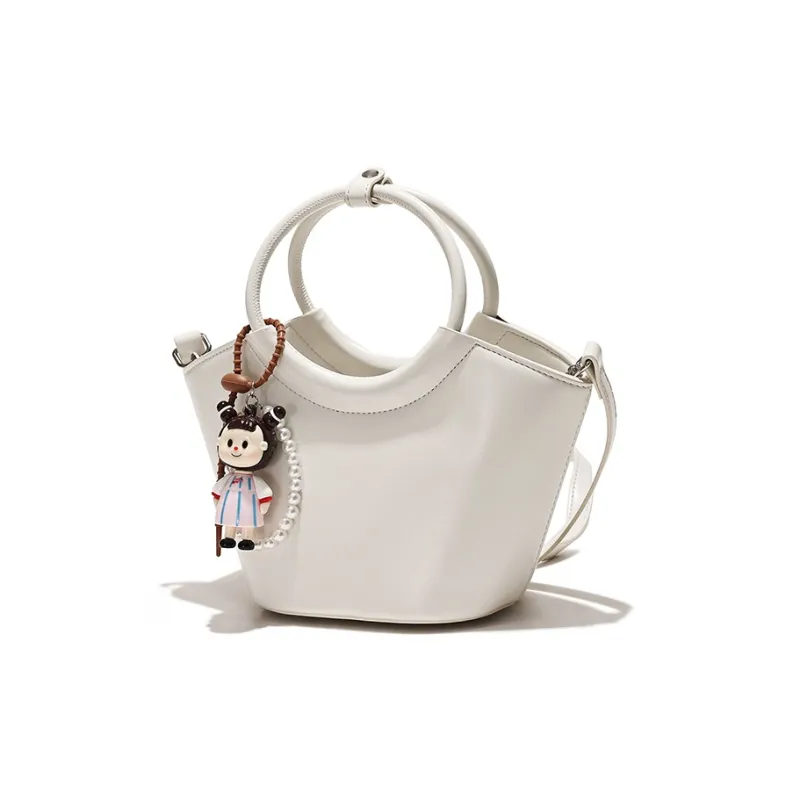 Vigno Synthetic Leather One Shoulder Handbag Women's White/Red/Sambal Color/Black-1
