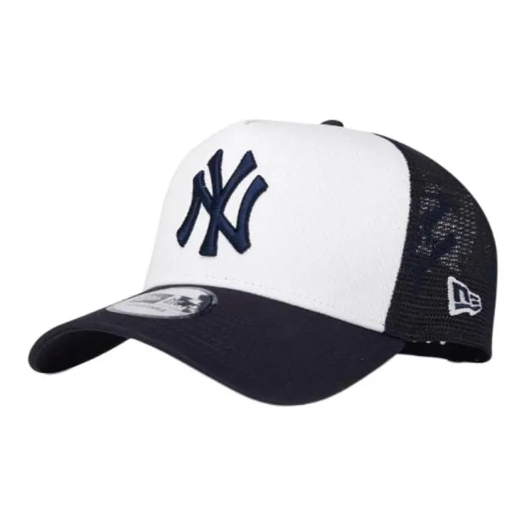 New Era Cotton Baseball Caps Unisex White/Navy Blue-0