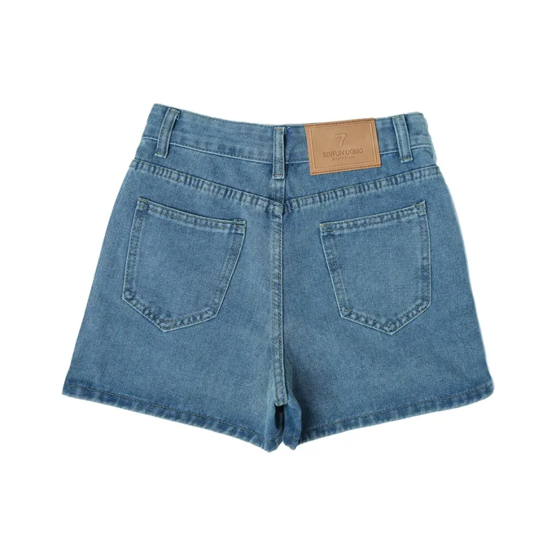 7 SEVFUN Denim Short Skirts Women's Light Blue-5
