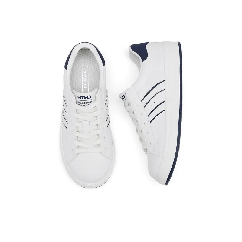 Hotwind Versatile White Sneakers Abrasion Resistant Slip Resistant Low Top Skateboard Shoes Women's-2