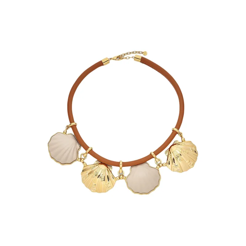 FENDI Brass, Lambskin, Resin, Nappa Leather Necklaces Women's Gold-1