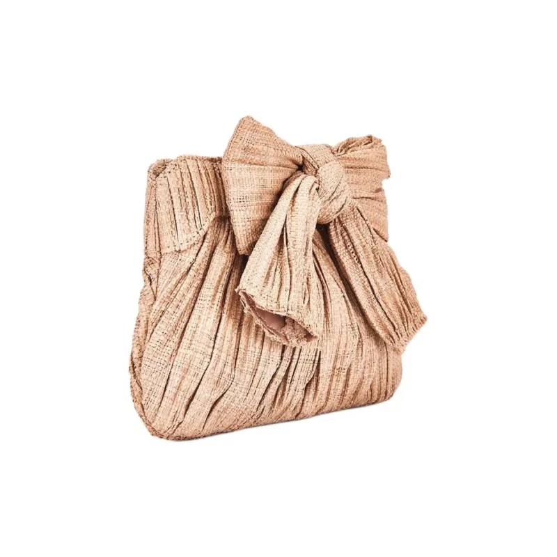 Loeffler Randall Straw Woven One Shoulder Clutch Women's Pink-2