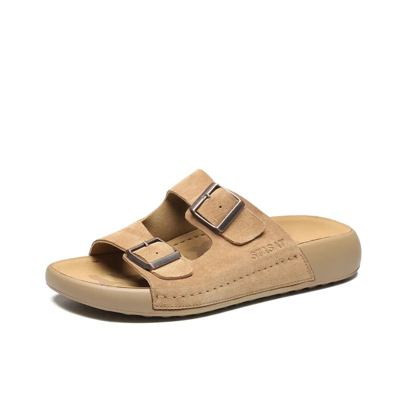 ST&SAT Slip Resistant Abrasion Resistant Platform Birkenstock Slippers, Casual Slide on Outerwear Men's-4