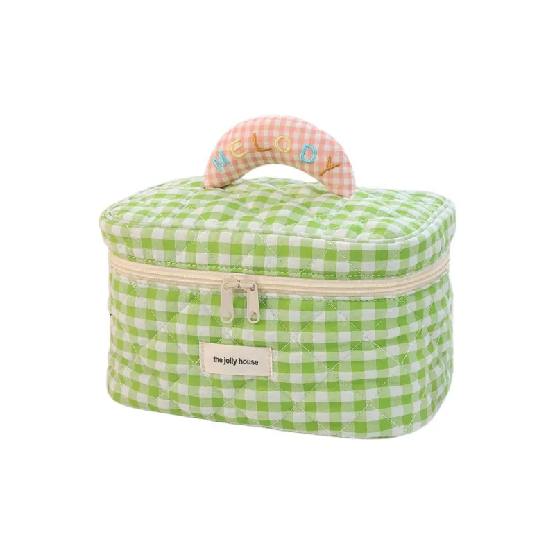 LETOO Cotton Fabric Toiletry Bag, Travel Storage Bag Women's Pink Green-5
