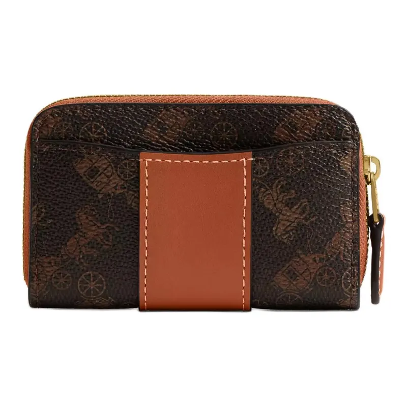 COACH Essential Coated Canvas With Calfskin Card Holder Mini Women's Brass & Black Brown-1