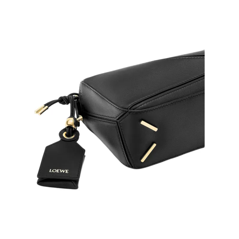 LOEWE Puzzle Sheepskin One Shoulder Handbag Mini Women's Black-11
