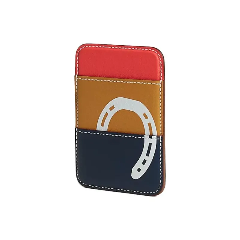 HERMES Magsafe Swift Calfskin Card Holder Women's Marine Blue & Sesame & Orange-1