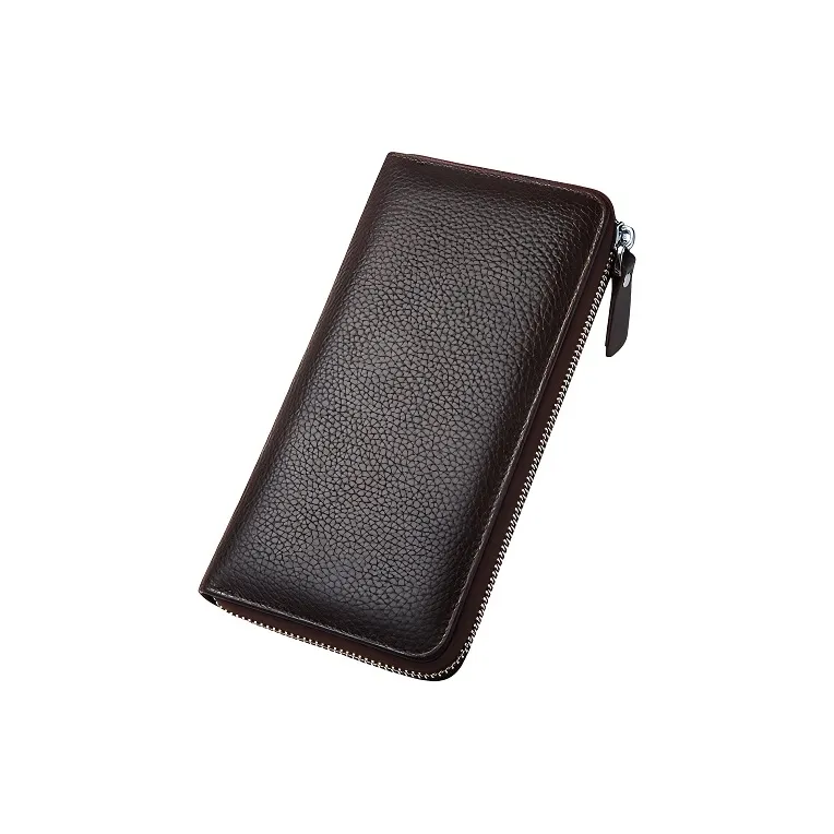 CARTELO Top Grain Cow Leather Multiple Card Slots Clutch Wallet Unisex Black/Coffee-3
