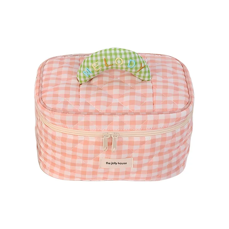 LETOO Cotton Fabric Toiletry Bag, Travel Storage Bag Women's Pink Green-2