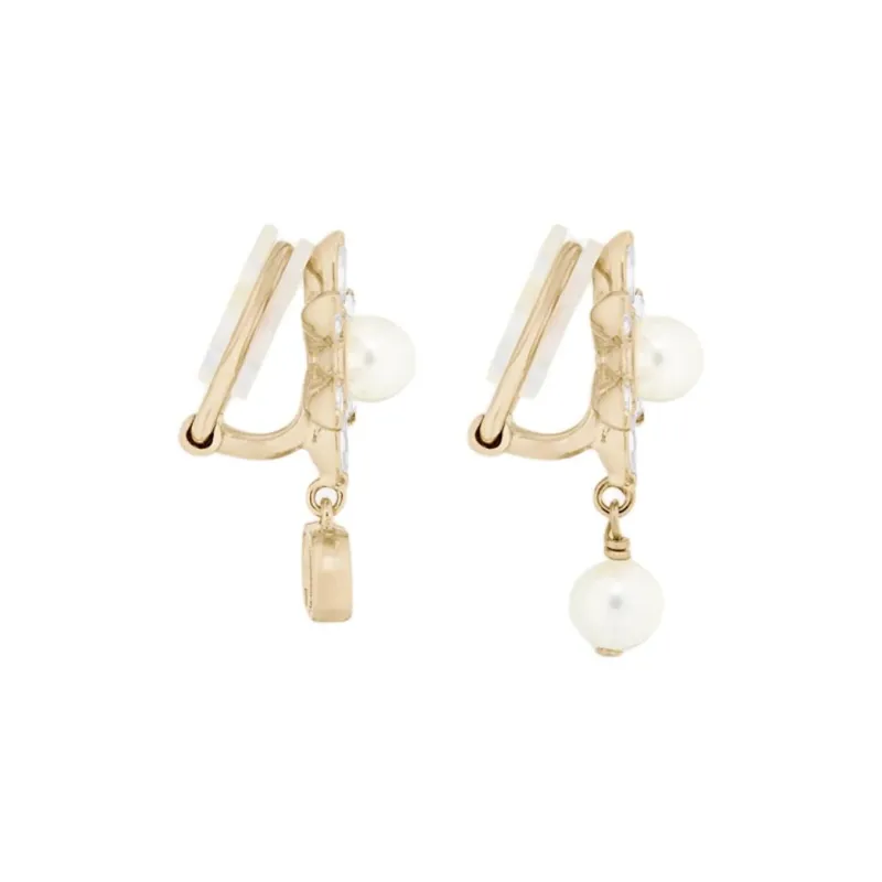 DIOR Metal Clip On Earrings Women's Gold-2