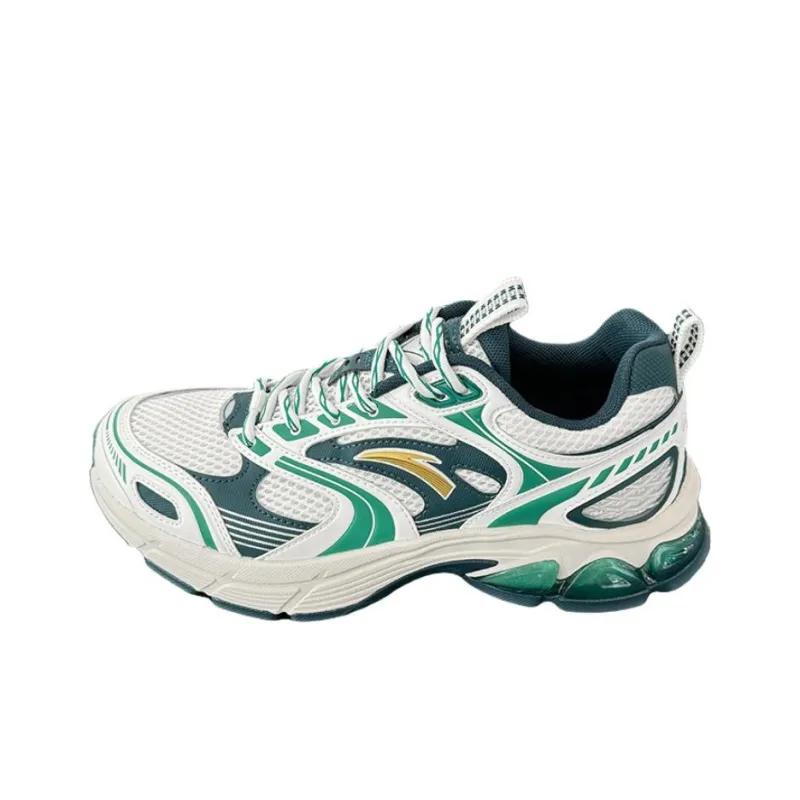 CHAOJIANTA Breathable Height Increase Low Top Chunky Sneakers Men's White Green-0