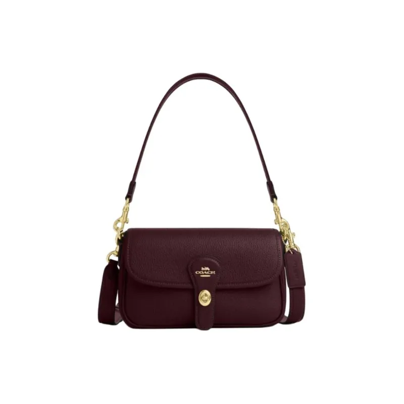 COACH Hadley Leather Crossbody Bag, Shoulder Bag Medium Size Women's Dark Red Brown-0