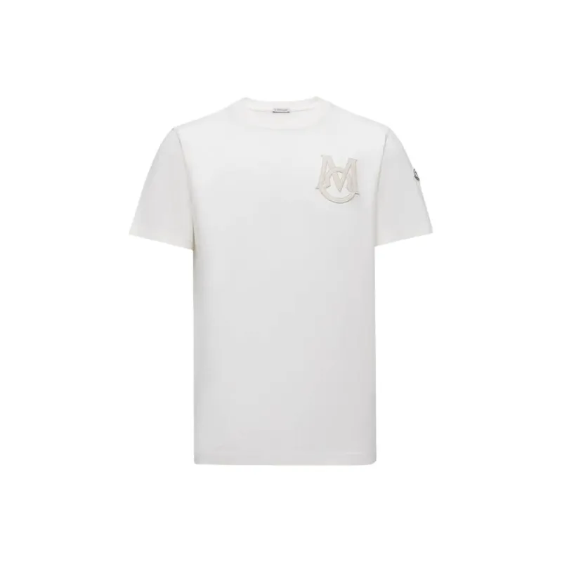 Moncler Monogram Cotton T Shirt T Shirt Men's White-0