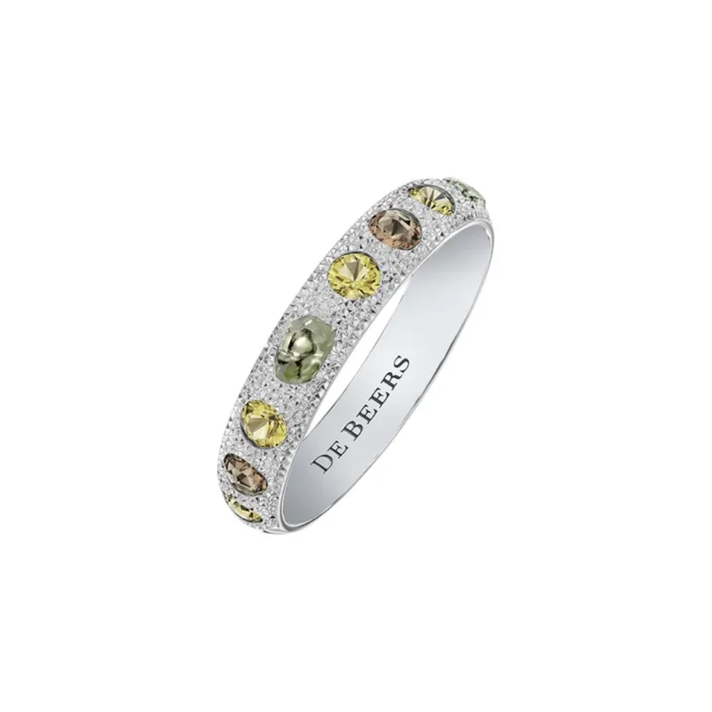 De Beers 18kt White Gold Talisman Diamond Band Ring-1
