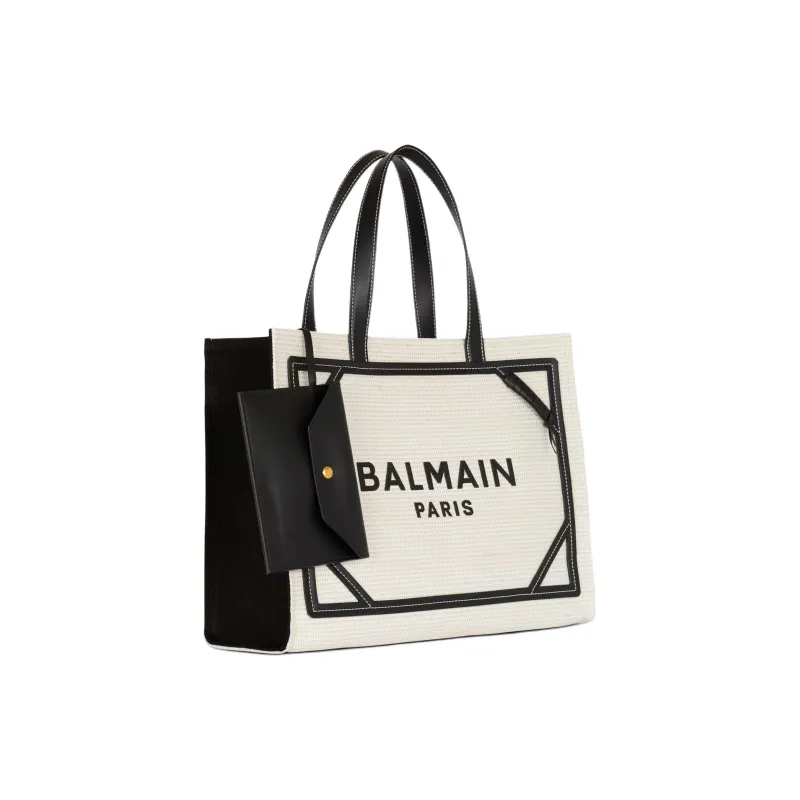 BALMAIN B ARMY Polyamide Tote Bag, Shopping Bag, Shoulder Bag Medium Size Women's Gray-1