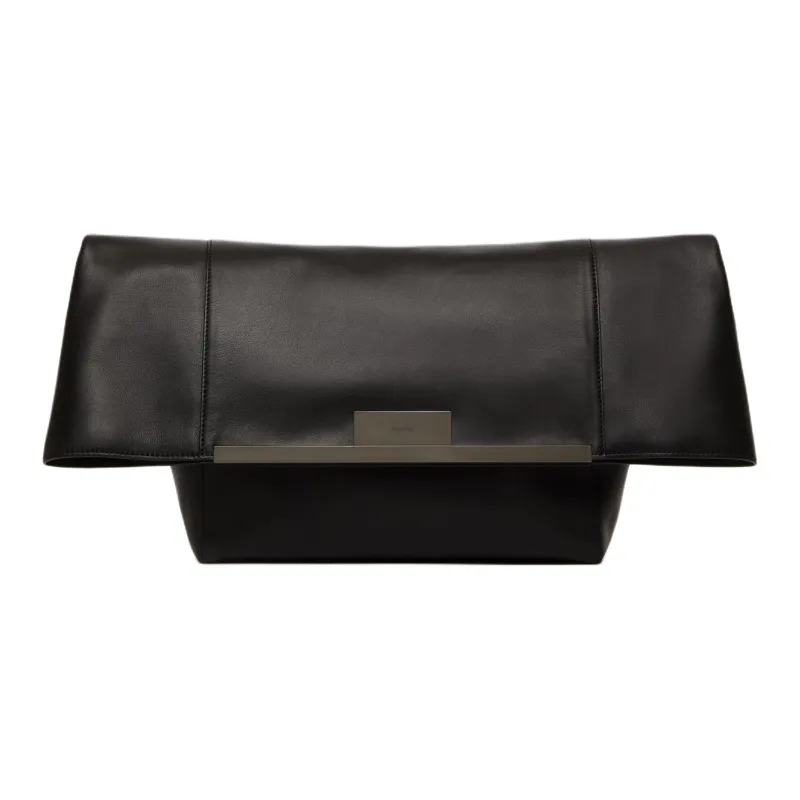 MaxMara Cow Leather Clutch, Crossbody Bag, Shoulder Bag Tubas Women's Black-0